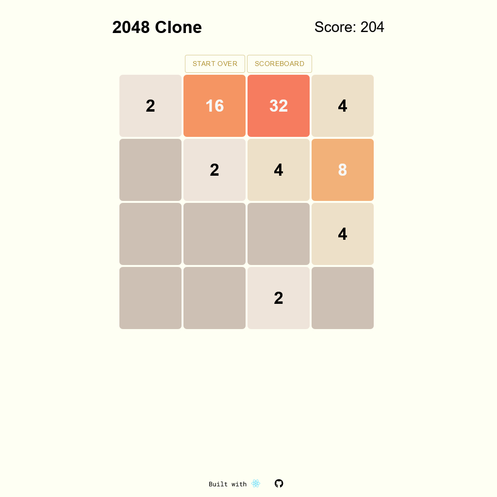 2048 Clone Project Screenshot